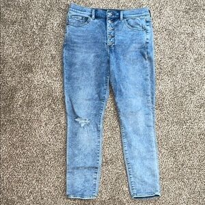 🩵Express Blue Skinny Jeans with Distressed Details